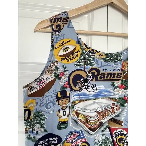 Vtg Reyn Spooner NFL Rams Hawaiian Maxi / Midi Dress Size Medium - Picture 2 of 6